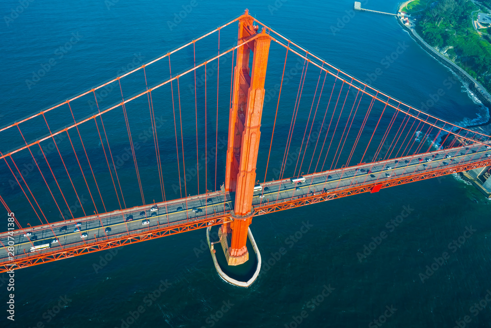 Aerial view of the Golden Gate Bridge in San Francisco, CA