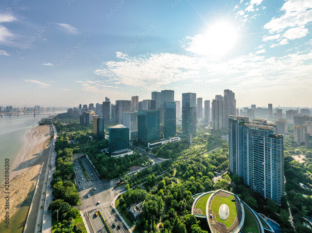 panoramic city skyline in hangzhou china