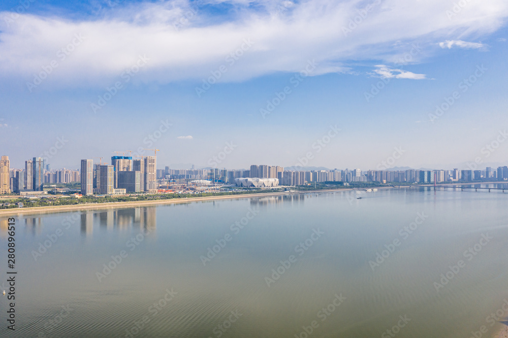 panoramic city skyline in hangzhou china