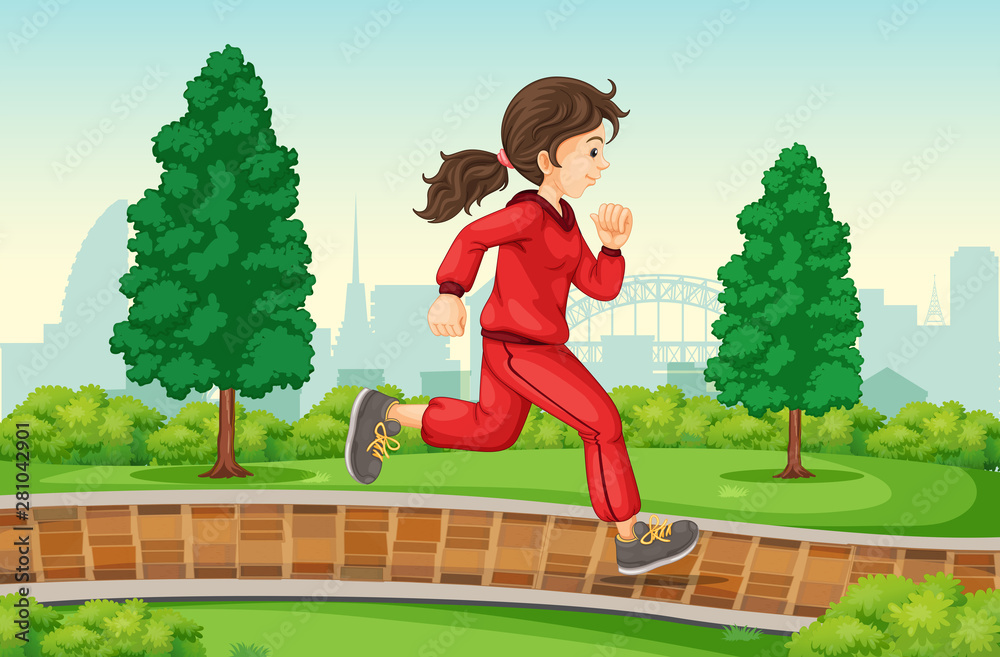 Woman running in park