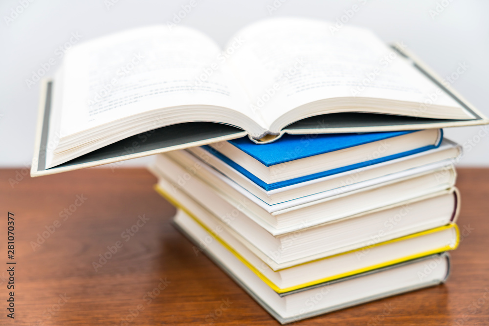 Several books on white background