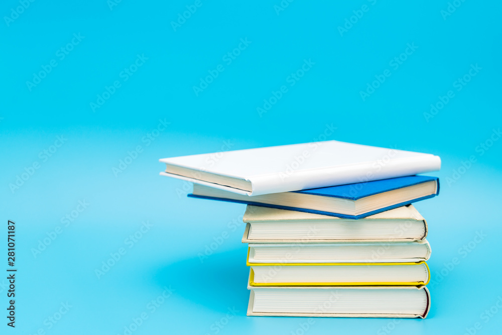 Some books in blue background