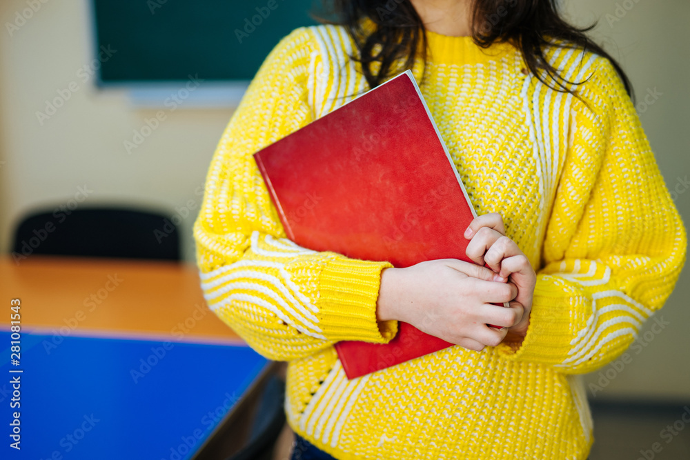 teacher or student at the blackboard. Back to school. Education. Teacher in classroom.