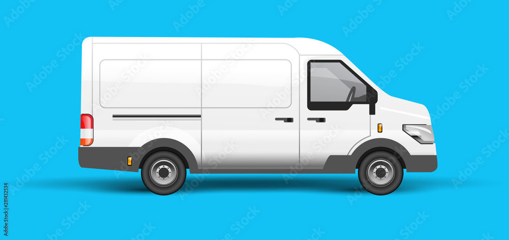 A white van for logistics. Branding and identity vector illustration.