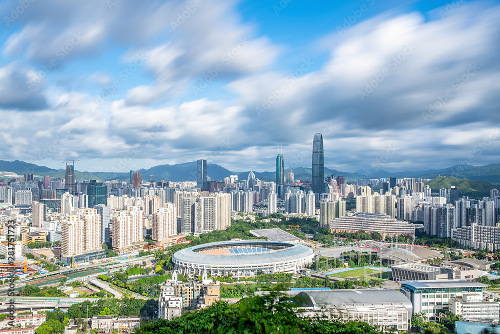 中国广东省深圳市城市建筑天际线