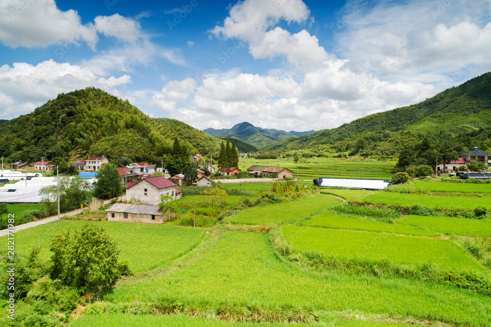 Aerial photo shows rural pastoral scenery of ningguo city, xuancheng city, anhui province, China