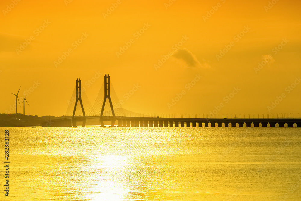 golden poyang lake and cable-stayed bridge