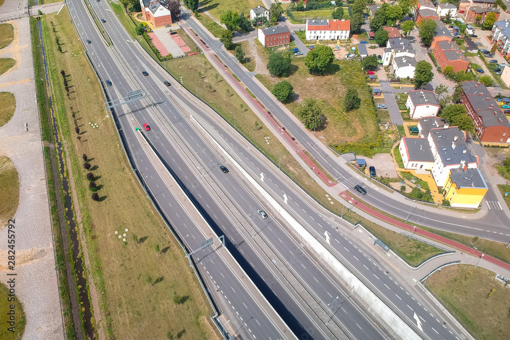 波兰格但斯克高速公路鸟瞰图