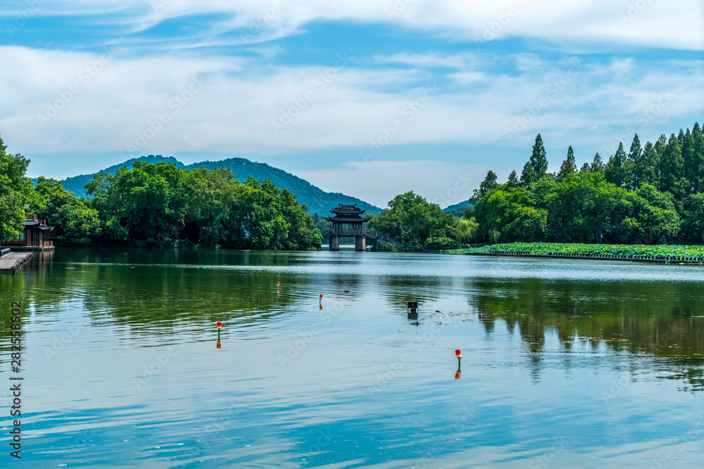 Landscape and Architectural Landscape of West Lake in Hangzhou..