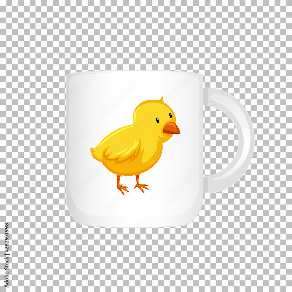 Coffee cup design with little chick graphic