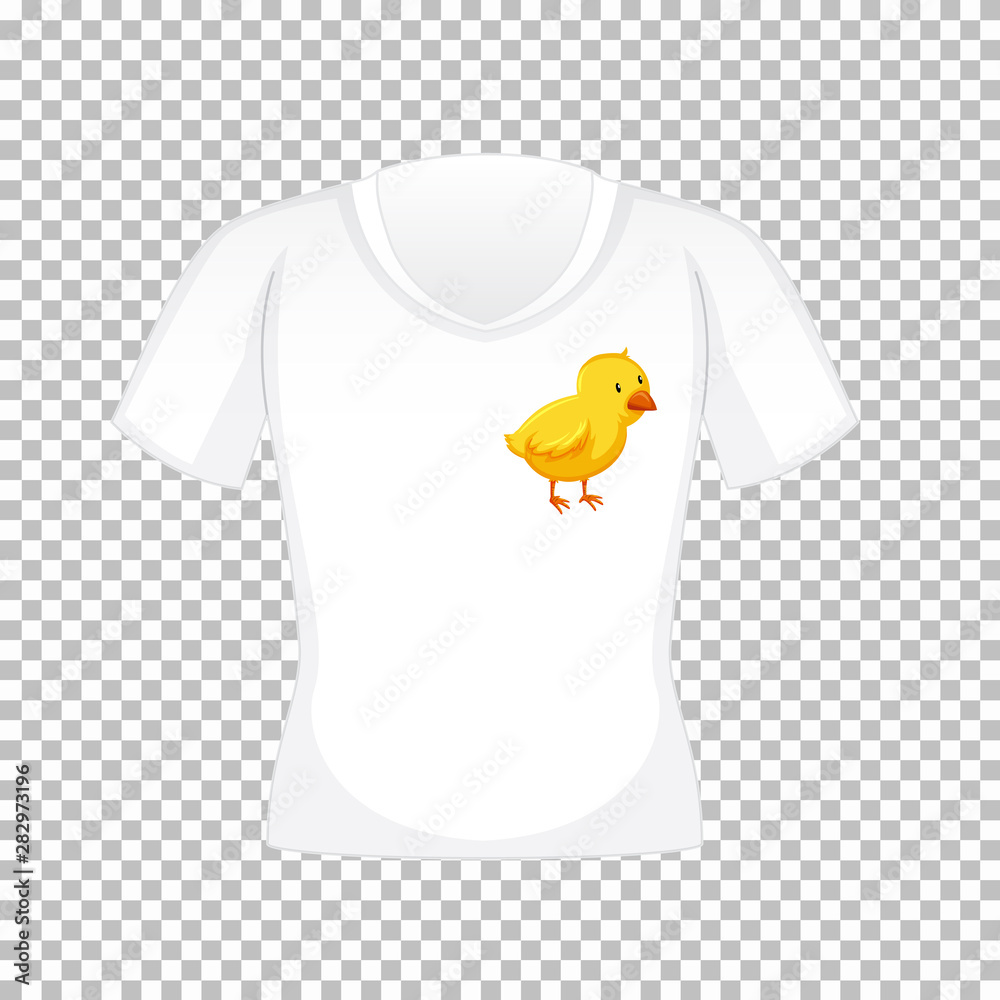 T-shirt design with graphic of yellow chick in front