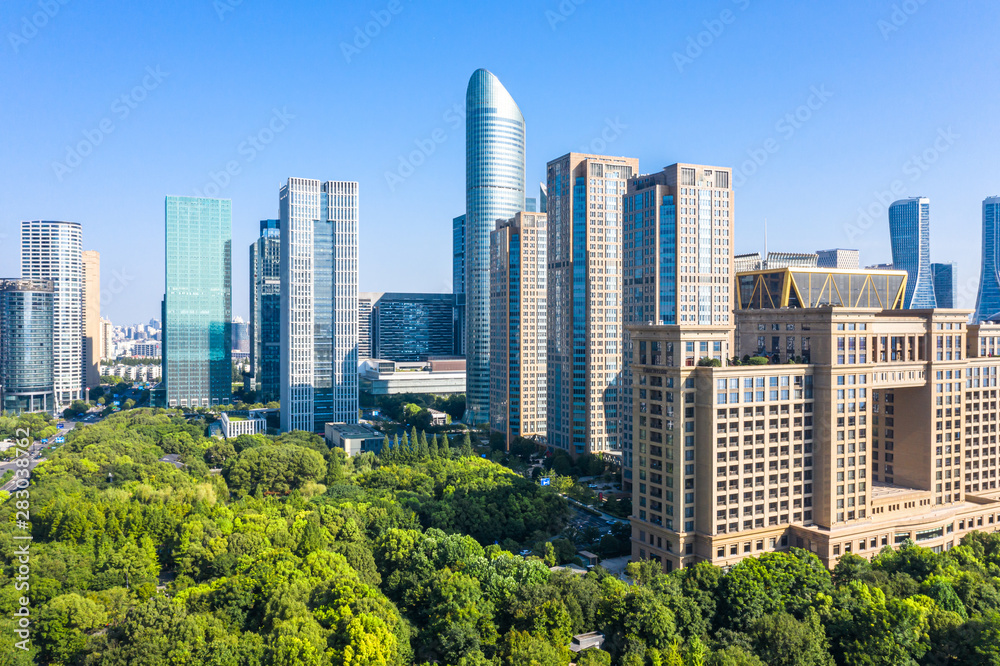 panoramic city skyline in hangzhou china