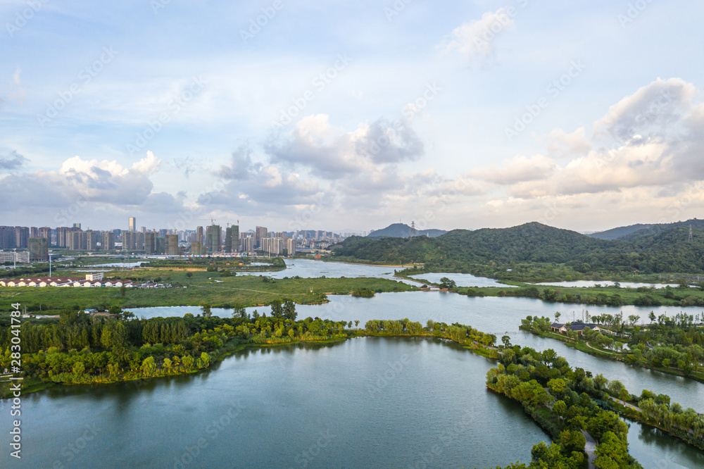 中国杭州全景城市天际线