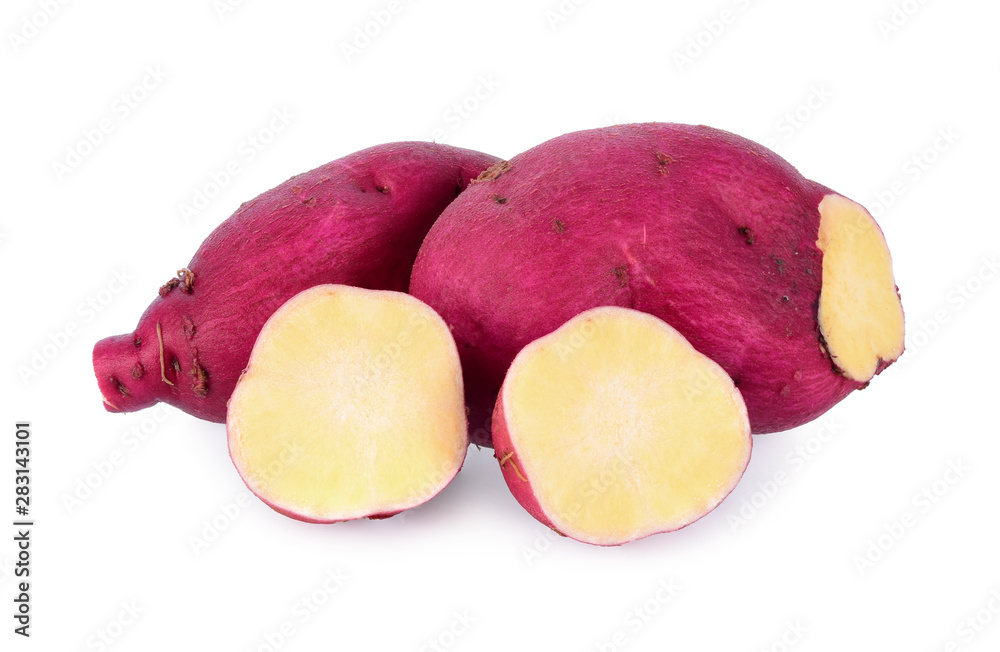 fresh sweet potato (japanese potato) isolated on white background.