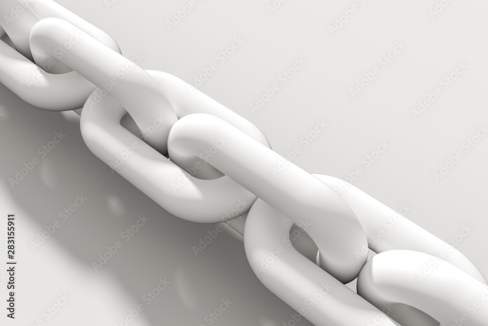 Chain with blank background, concept of digital security, 3d rendering.