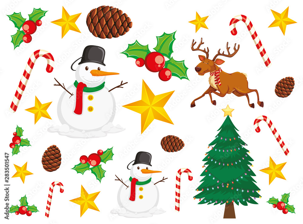 Background design with snowman and christmas tree