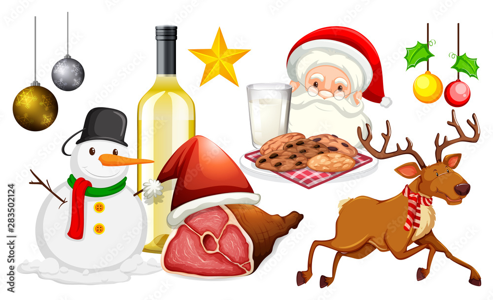 Set of isolated objects of christmas theme