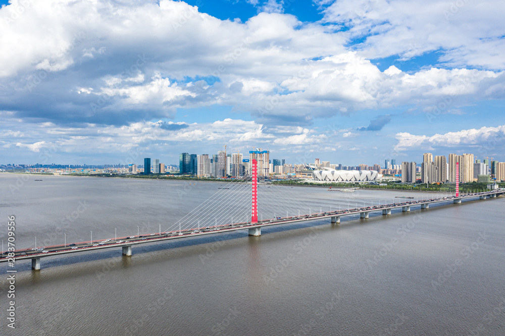 panoramic city skyline in hangzhou china