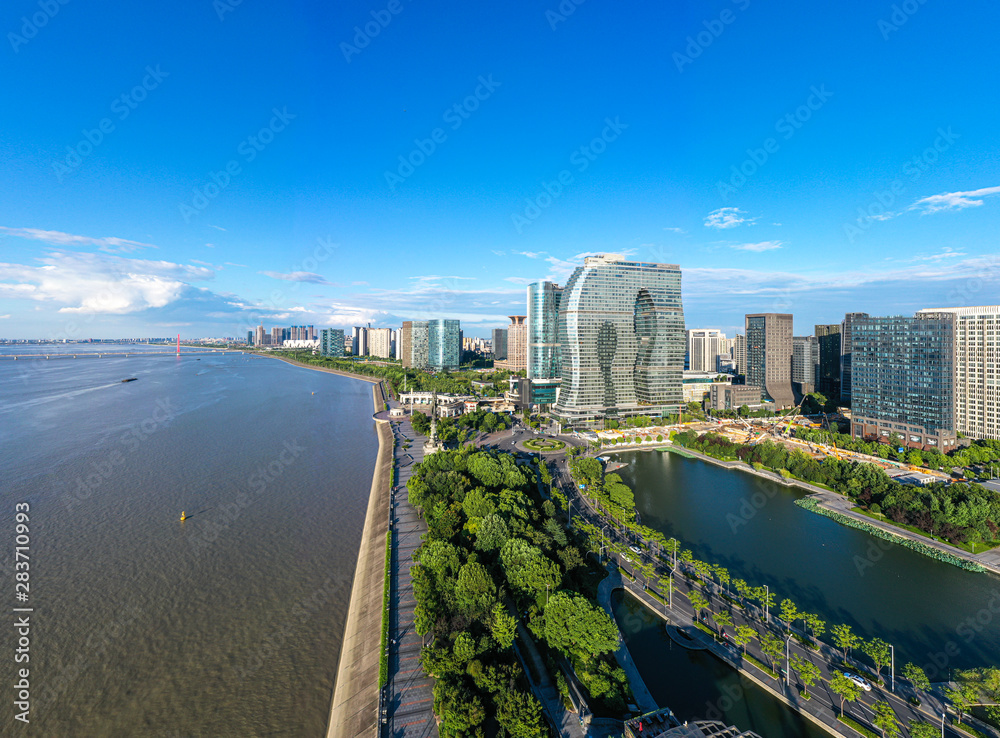 panoramic city skyline in hangzhou china