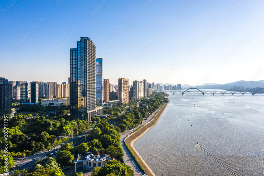 panoramic city skyline in hangzhou china