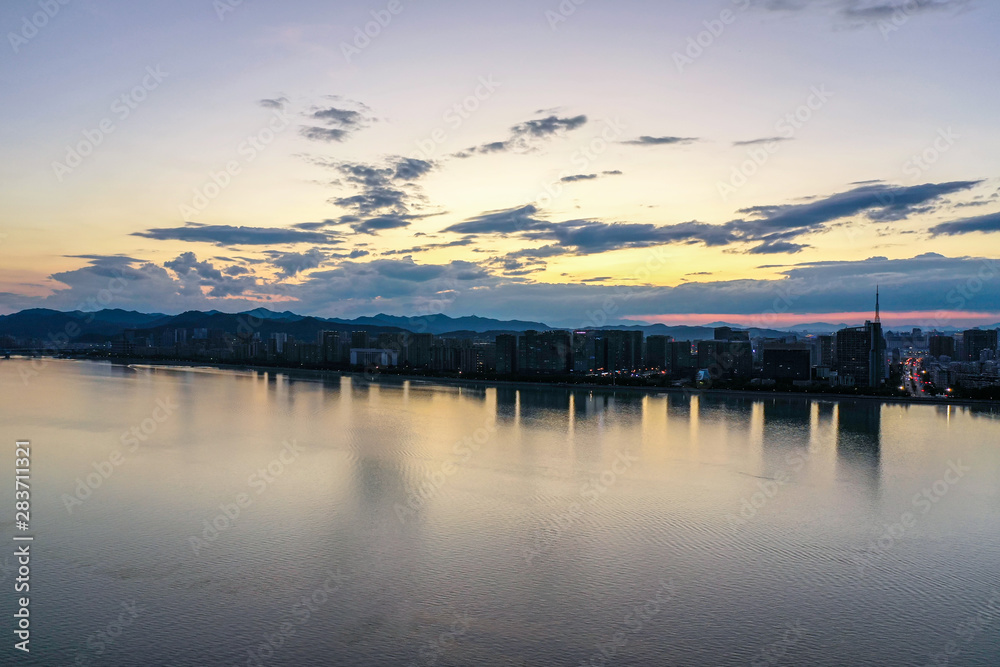 中国杭州全景城市天际线