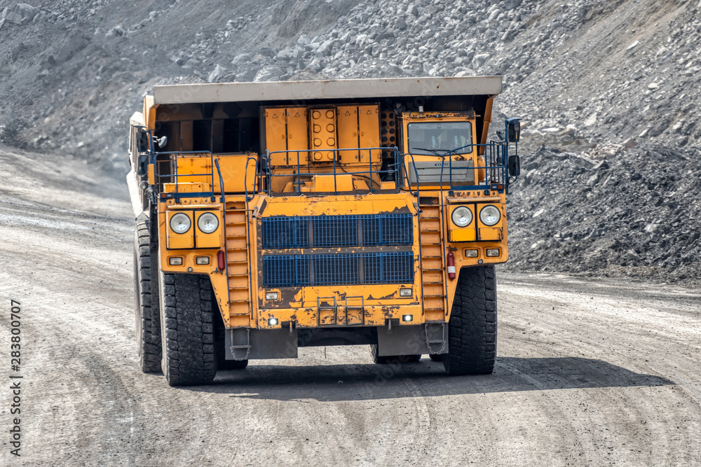 Quarry truck carries coal mined.