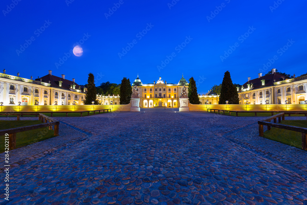 Amazing architecture of the Branicki Palace in Bialystok at night, Poland