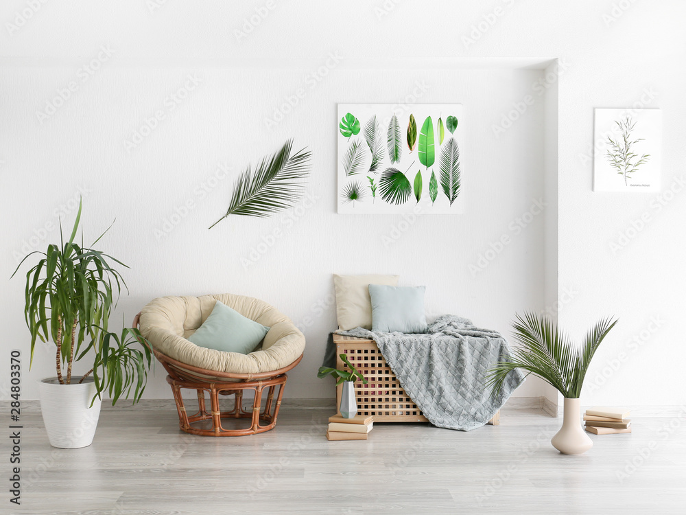 Interior of modern room with houseplants