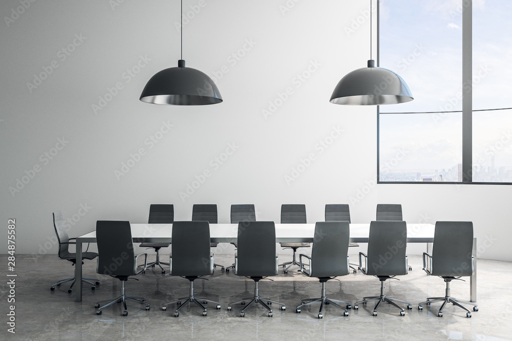 Minimalistic concrete meeting room interior