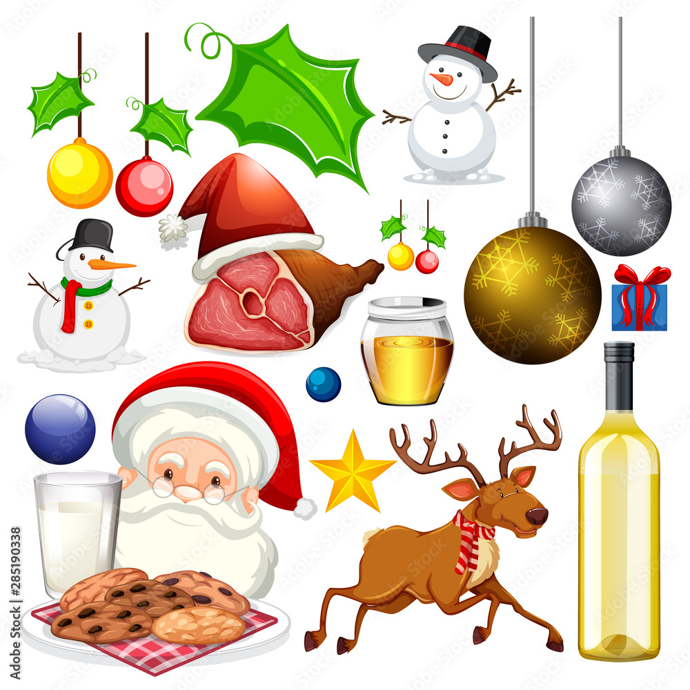 Set of isolated objects of christmas theme