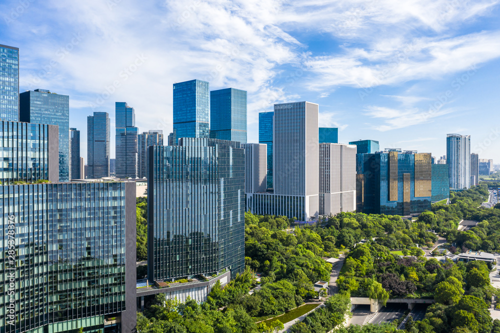 中国杭州全景城市天际线