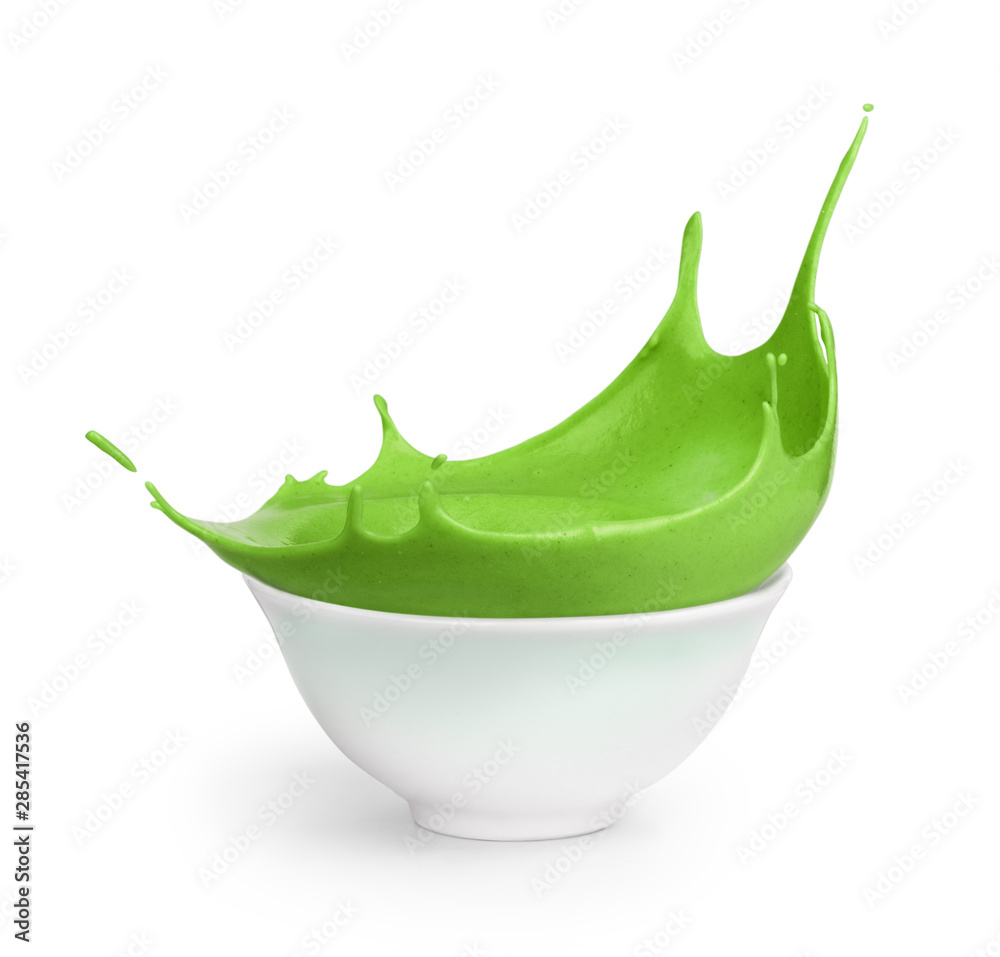 Wasabi splash on a white background