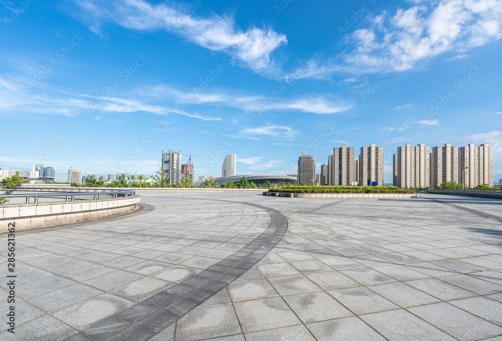 city skyline with empty  square