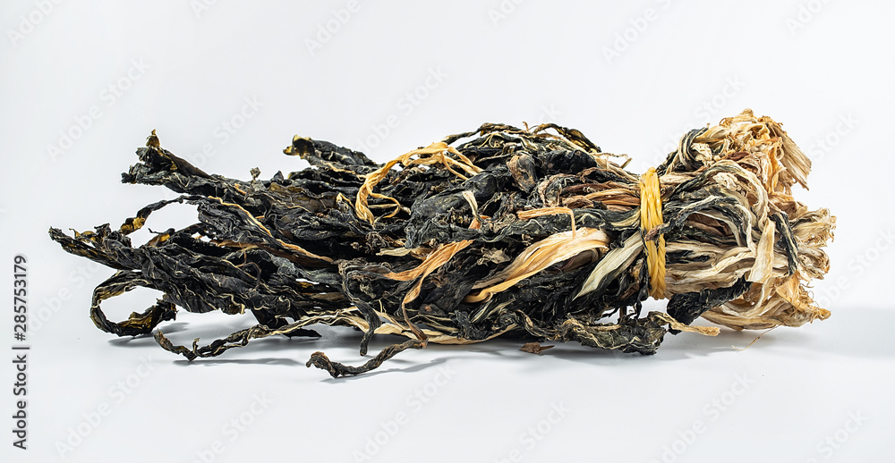 Dry food, dried cabbage, on a white background