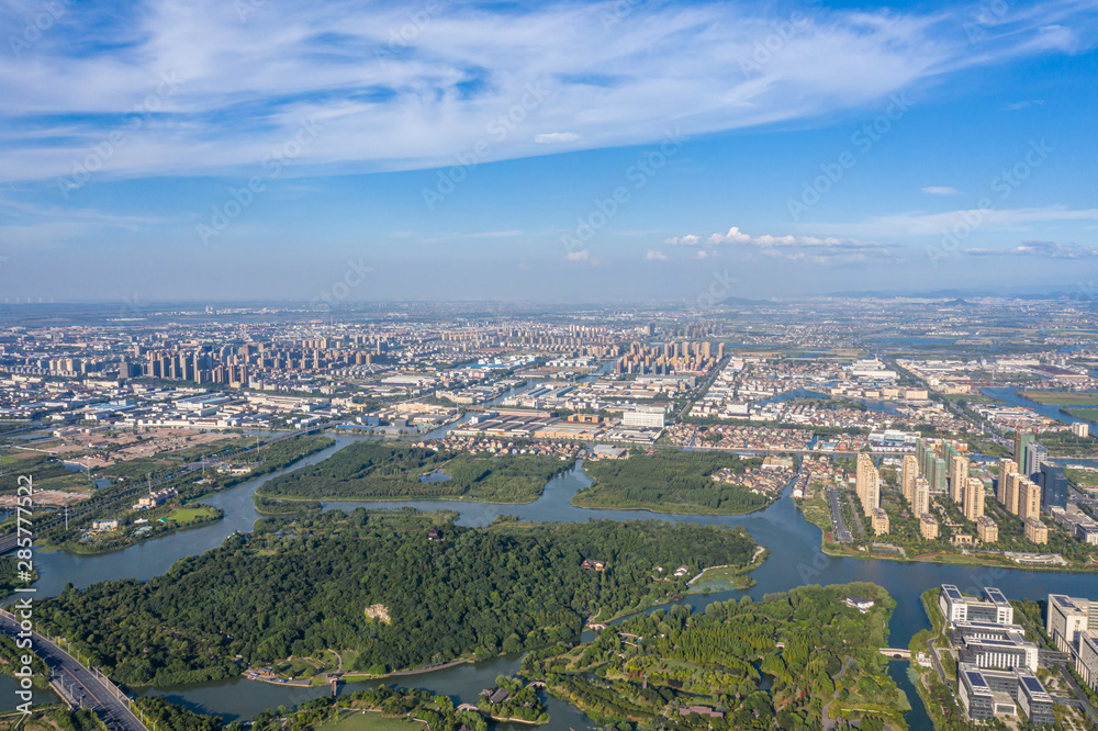 中国杭州全景城市天际线