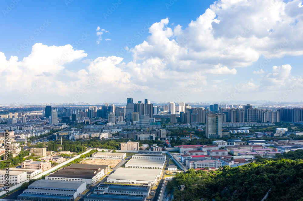 中国杭州全景城市天际线