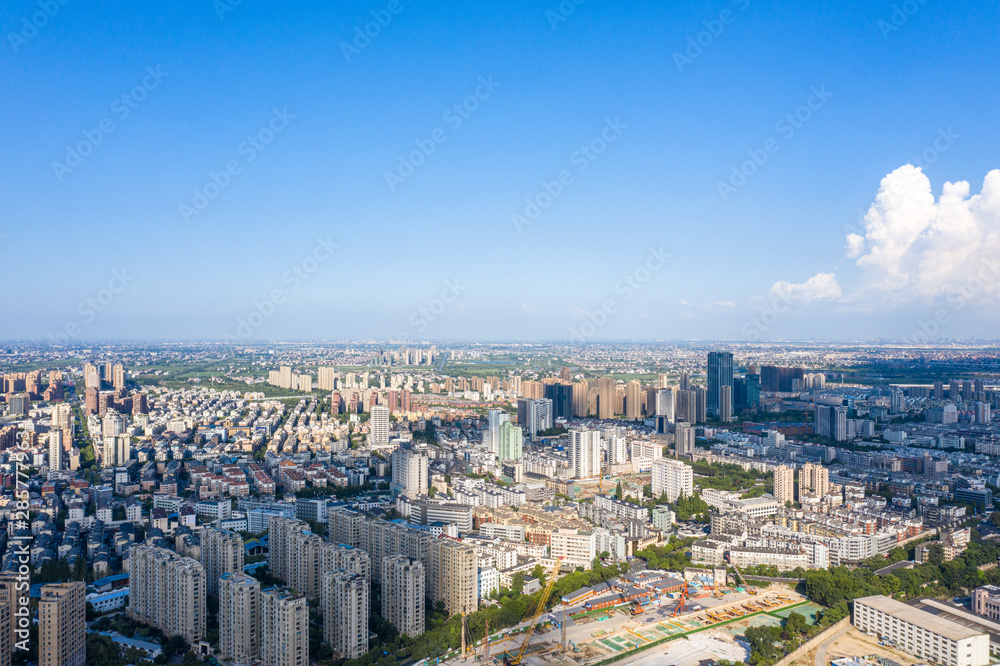 panoramic  city skyline in hangzhou china