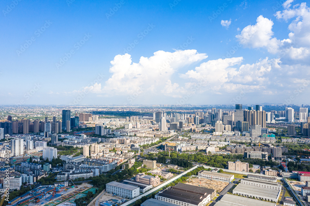 中国杭州城市天际线全景