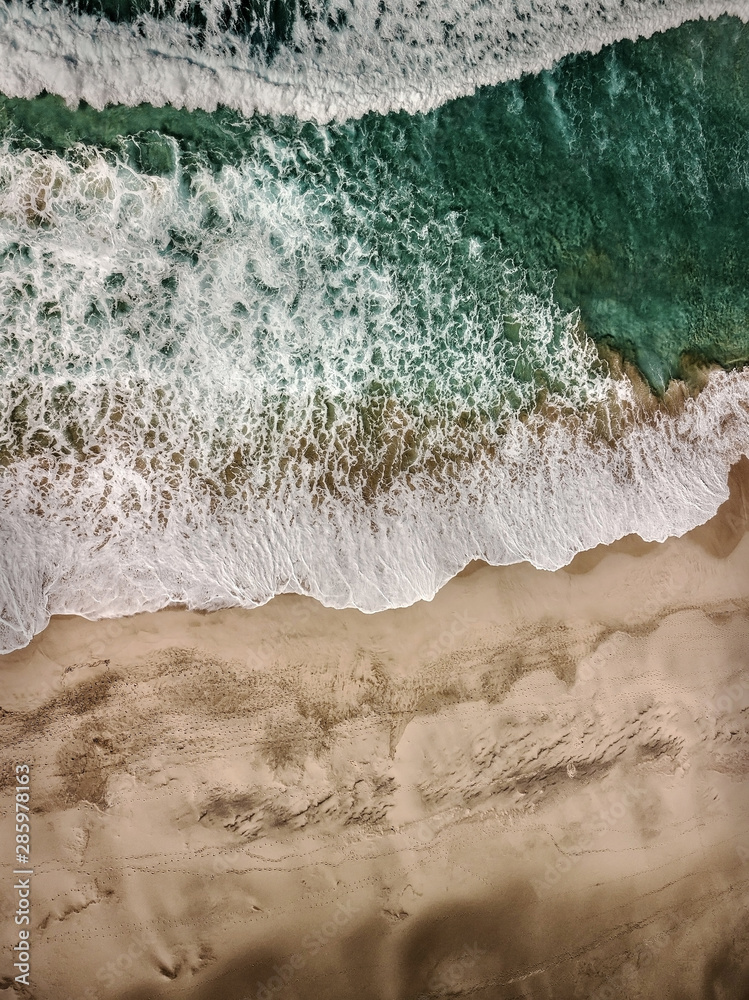 Beautiful panoramic birds eye view on ocean waves, Fuerteventura