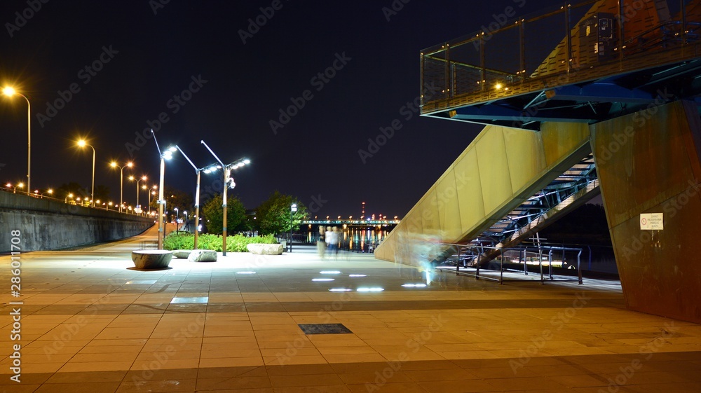 The promenade at the bank of river in night