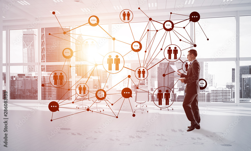 Networking and social communication concept as effective point for modern business