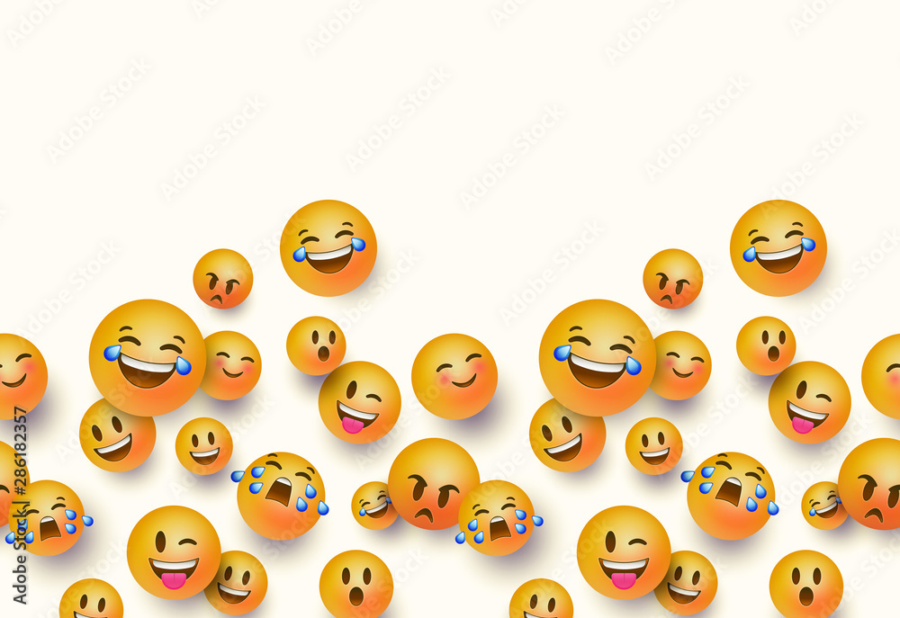 3D fun emoji icon seamless pattern background