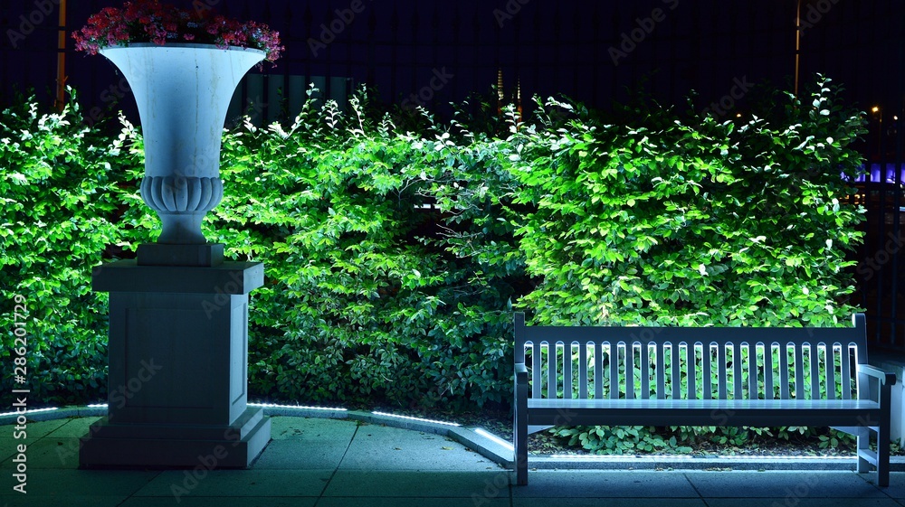 Castle Gardens - a garden adjacent to the Royal Castle in night. 