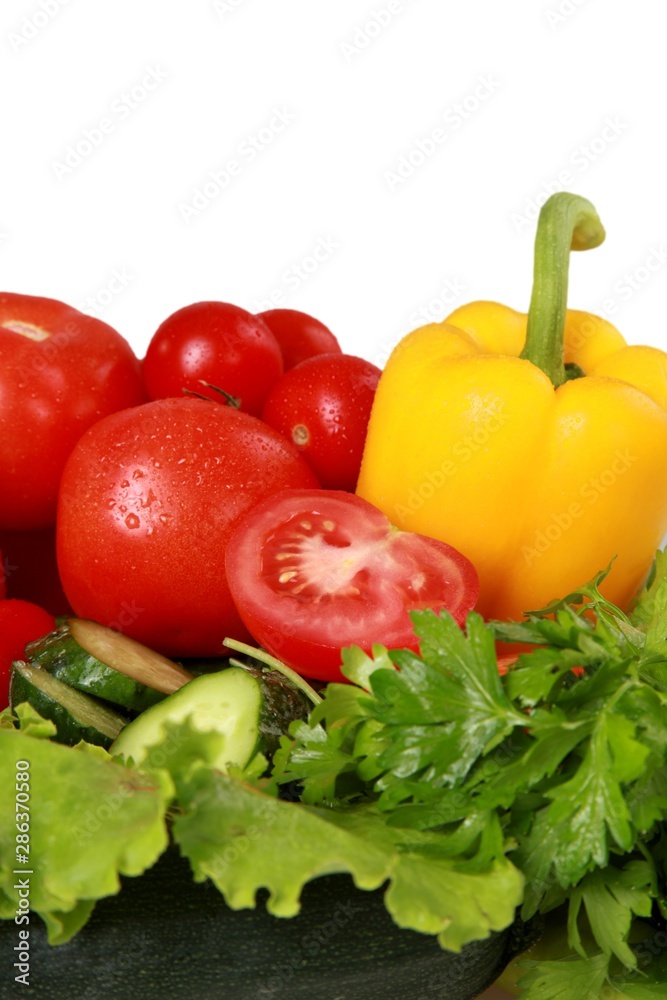 Bell pepper, tomatoes, lettuce and peppers