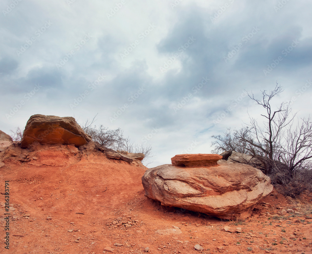 德克萨斯州Palo Duro Canyon州立公园的岩石。