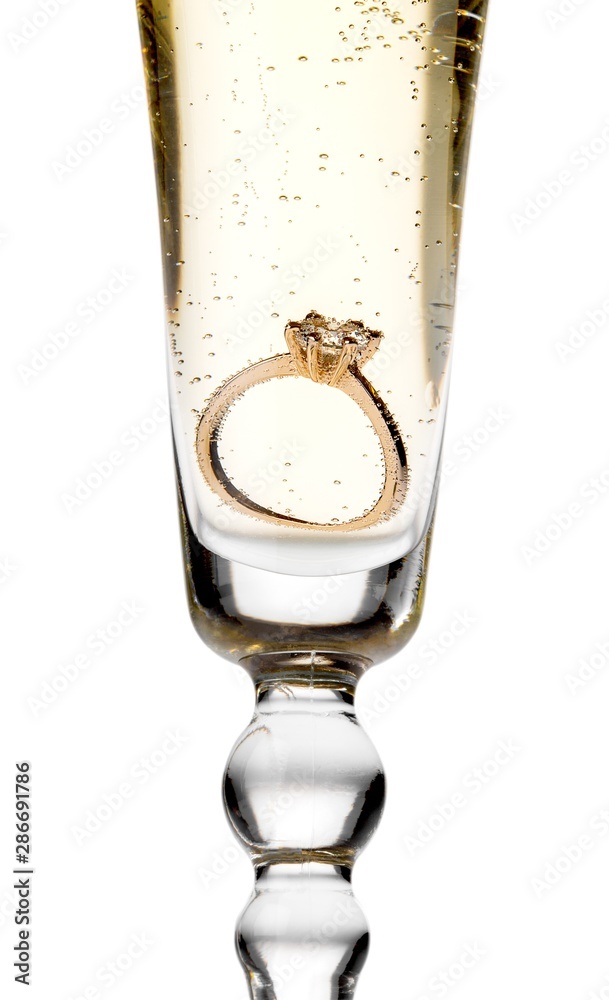 Engagement Ring in Champagne Glass