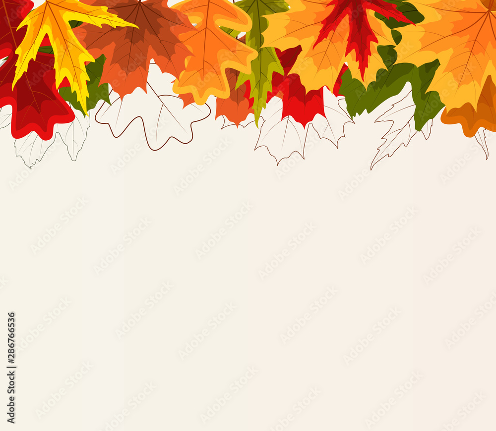 Autumn Natural Leaves Background. Vector Illustration