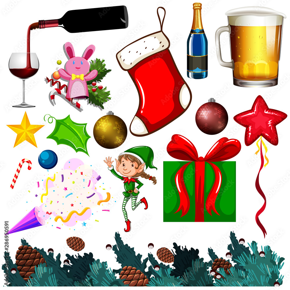 Set of isolated objects of christmas theme