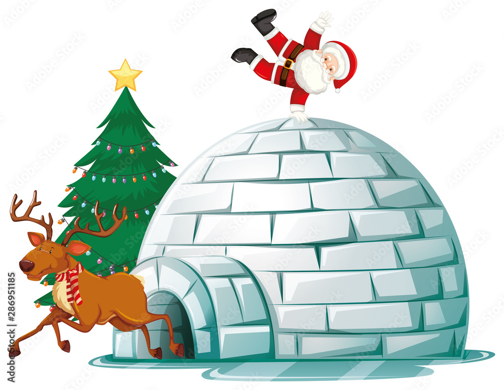 Santa claus on top of igloo