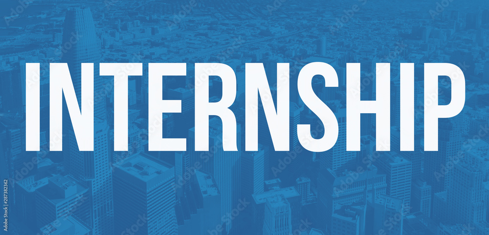 Internship theme with duotone gradient big city aerial background